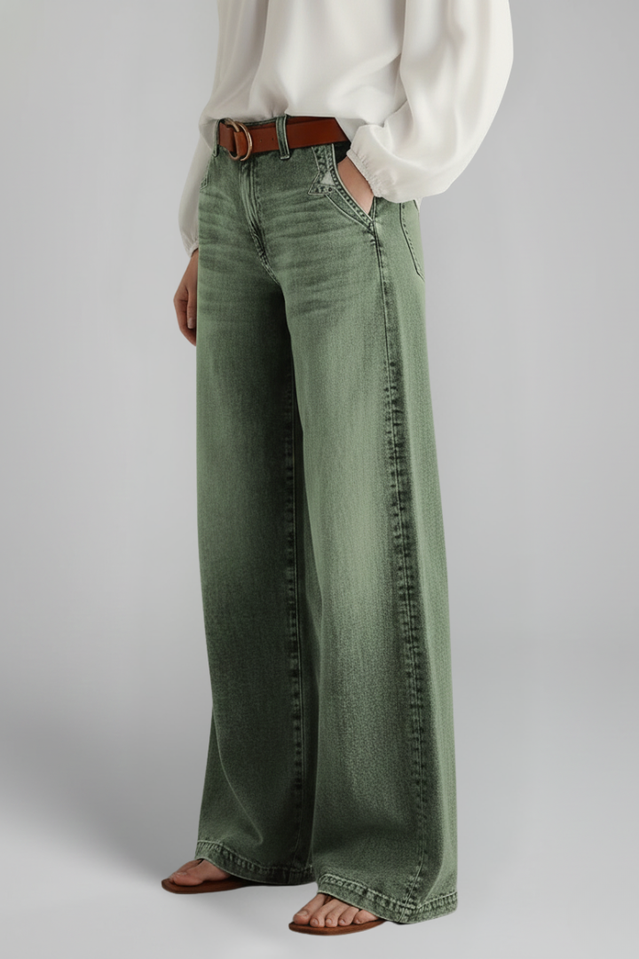 Faith – Damens avslappnade vida högmidjade denimjeans