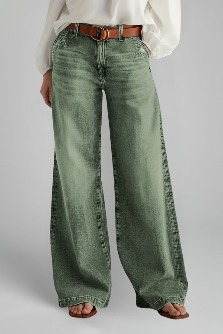 Faith – Damens avslappnade vida högmidjade denimjeans