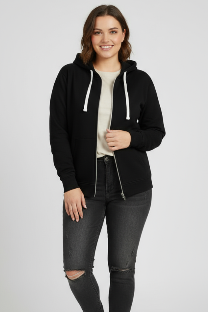 Hailey – Dam Zip Hoodie med Dragsko och Framlommor
