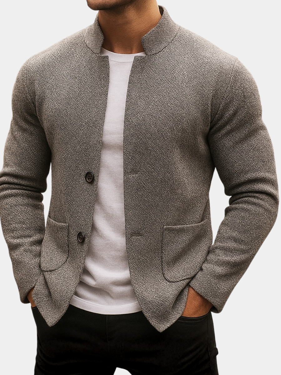 Stickad ullcardigan för herr