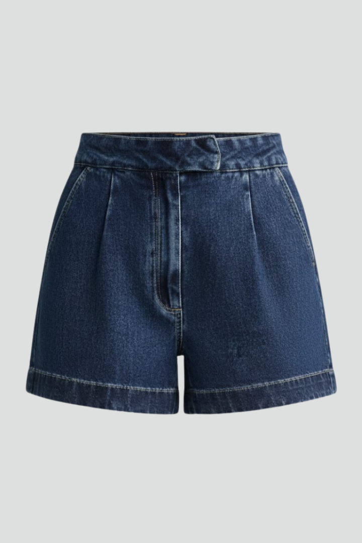 Danielle – Damens Högmidjade Shorts med Rullad Kant