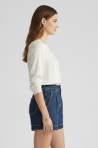 Danielle – Damens Högmidjade Shorts med Rullad Kant
