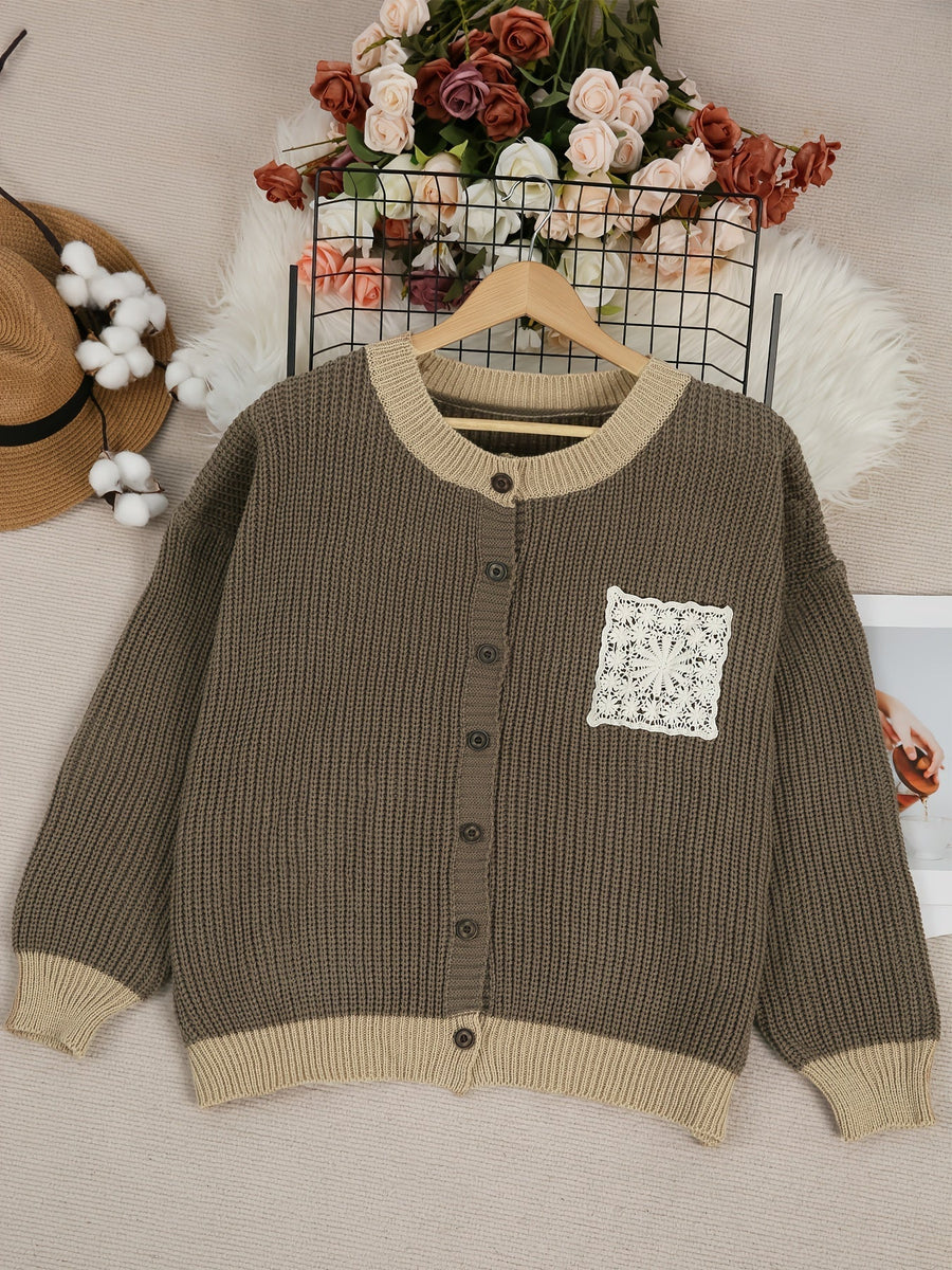 Claire | Lång cardigan med spetsficka