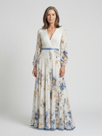 Lavinia | Blommig långärmad maxiklänning