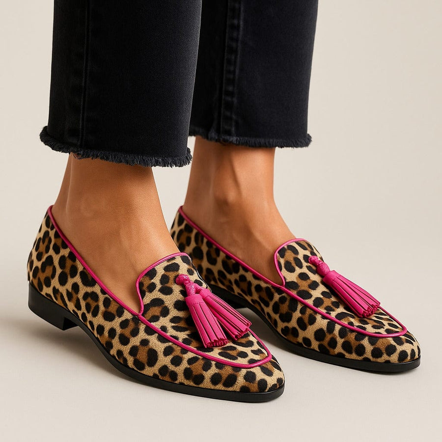 Florence | Leopardmönstrade loafers med rosa kant