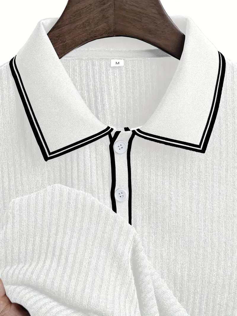 Strukturerad pikétröja med medelhavskänsla