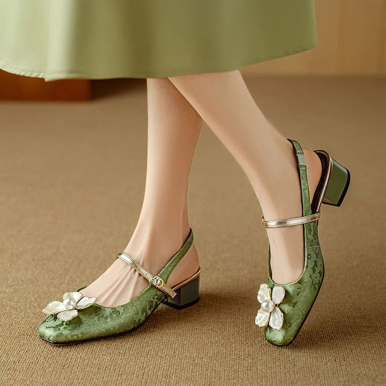 Chloé | Blommiga slingback-pumps