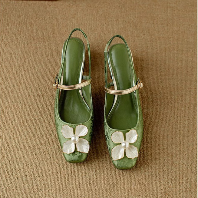Chloé | Blommiga slingback-pumps