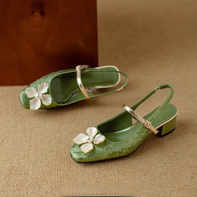 Chloé | Blommiga slingback-pumps