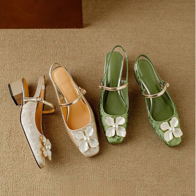 Chloé | Blommiga slingback-pumps