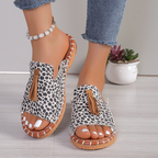 Aria – Damens Slide Sandaler Öppen Tå Fringed Bohemisk Platt