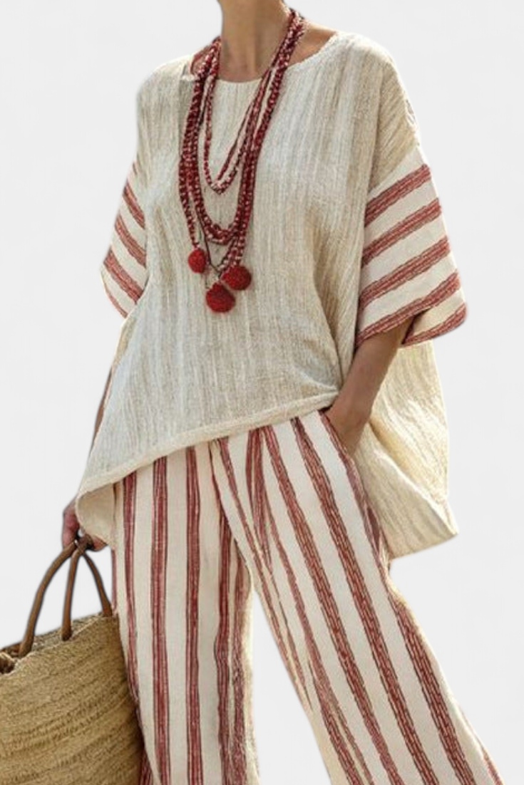 Braelith – Elegant randig i linne set
