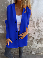 Lång elegant cardigan med huva