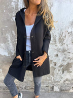 Lång elegant cardigan med huva