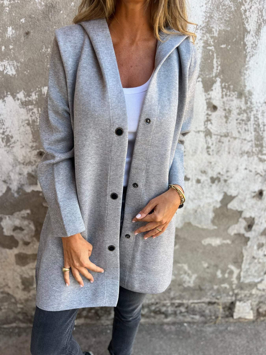 Lång elegant cardigan med huva