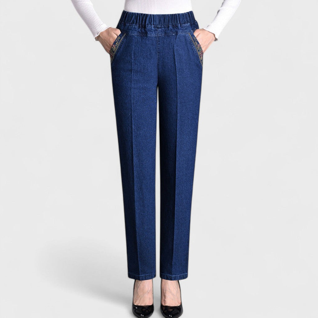 Emma – Bekväma Stretchjeans Med Sidofickor Och Resår I Midjan För Dam