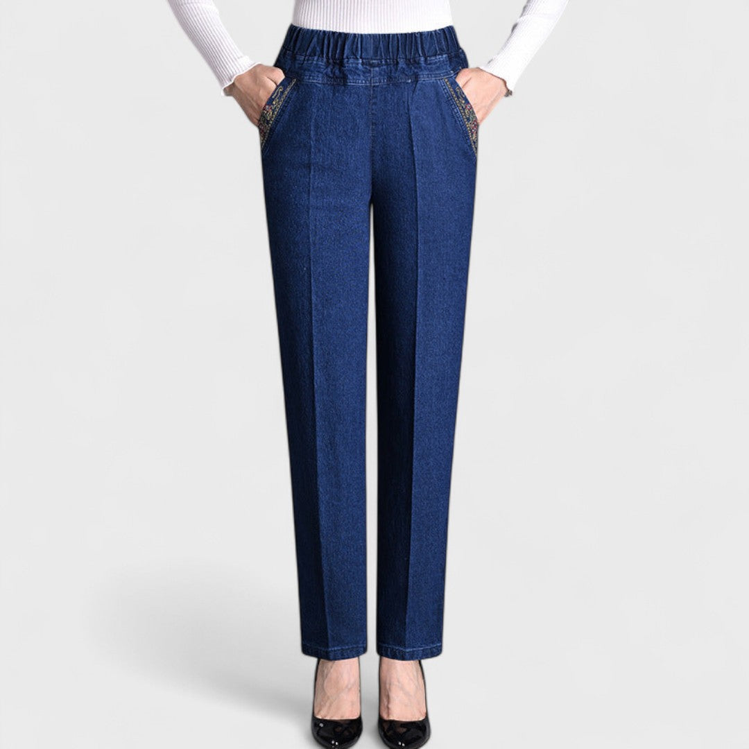Emma – Bekväma Stretchjeans Med Sidofickor Och Resår I Midjan För Dam