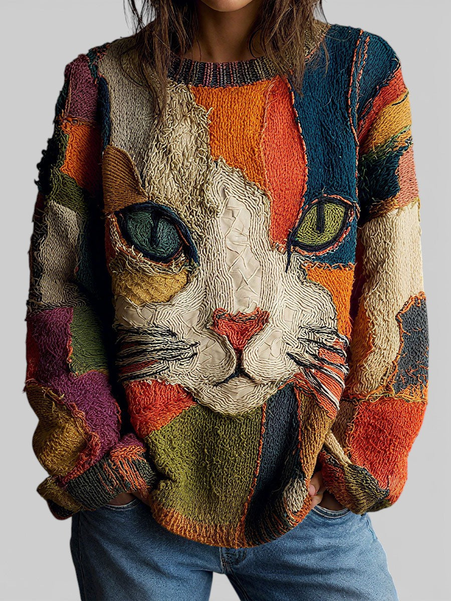 Milo | Konstnärlig topp med kattmotiv