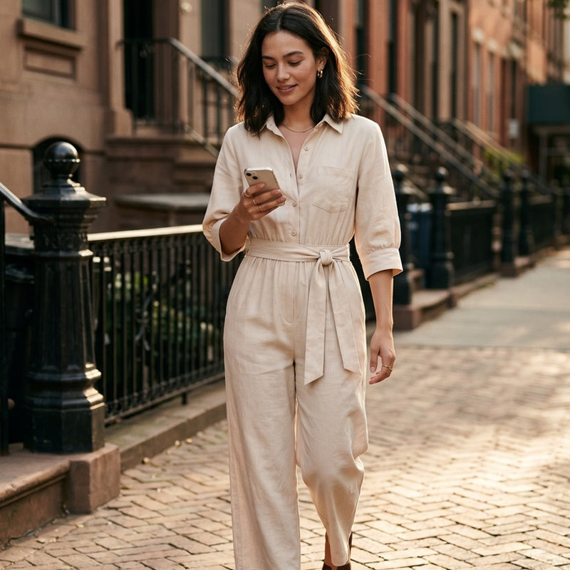 Élina | Följsam jumpsuit med knytskärp