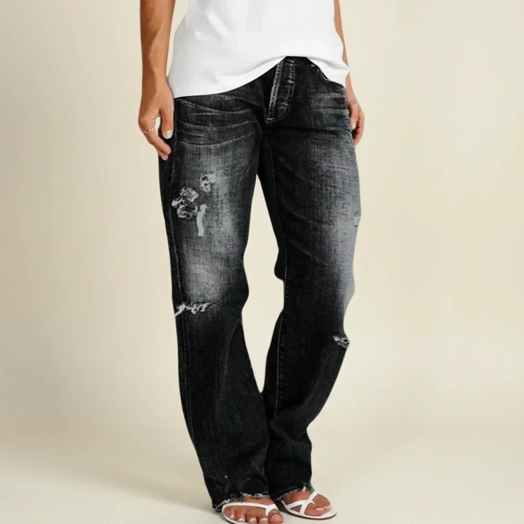 Chloe – Damens Rivna Högmidjade Rak Jeansen