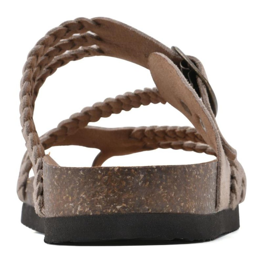 Olivia – Dam Sandaler med Flätad Rem och Spänne Kork Sula