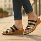 Grace – Damers Ortopediska Sandaler Slip-On Guld Accent Glitter