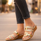 Grace – Damers Ortopediska Sandaler Slip-On Guld Accent Glitter