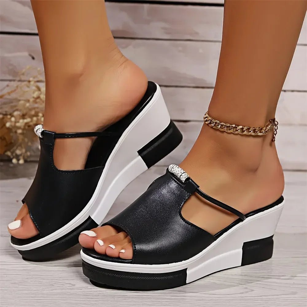 Isabella – Kvinnoortopediska kilsandaler med dämpad plattform och slip-on