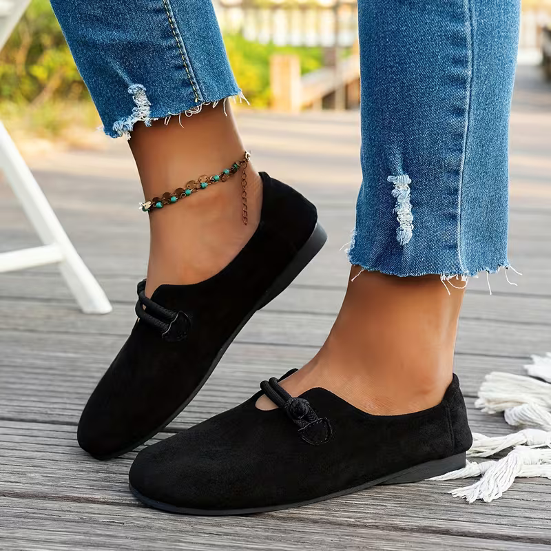 Véronique | Loafers i mocka med repknut
