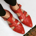 Isabella – Kvinnors Vävda Platta Sandaler med Spänne Stängd Tå