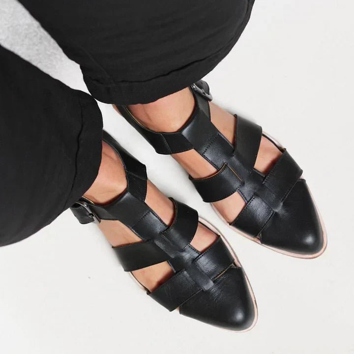 Isabella – Kvinnors Vävda Platta Sandaler med Spänne Stängd Tå