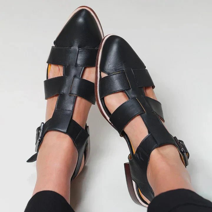 Isabella – Kvinnors Vävda Platta Sandaler med Spänne Stängd Tå
